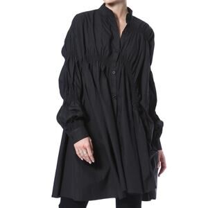 Madonna & co OS Black smocked Button Down Shirt Dress